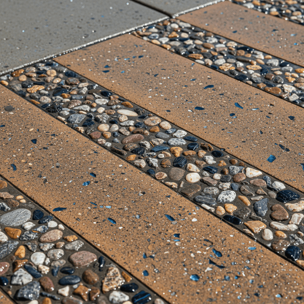 Decorative concrete with exposed aggregate finish